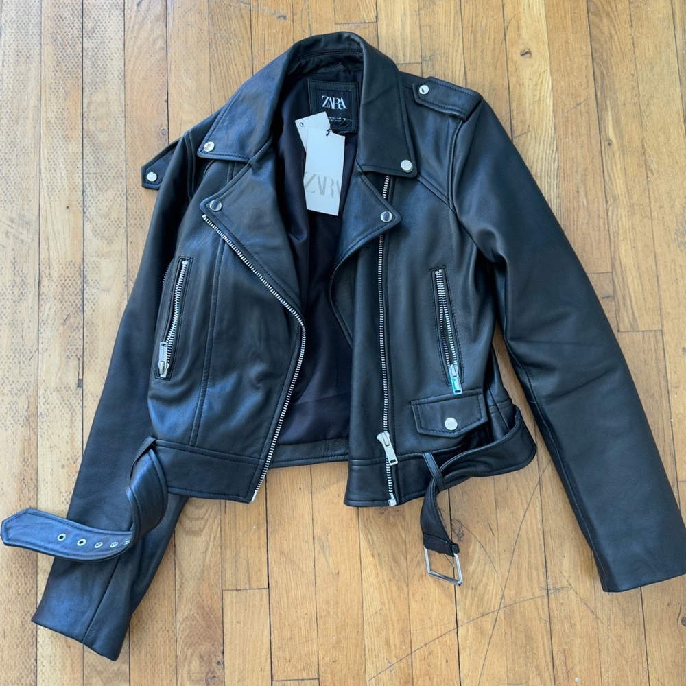 Zara real leather jacket